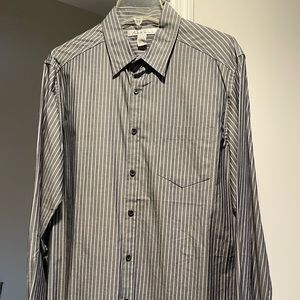 Kenneth Cole New York mens dress shirt Large grey striped NEW never worn
